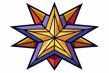 Obraz premium Multicolored Geometric Star with Black Outline