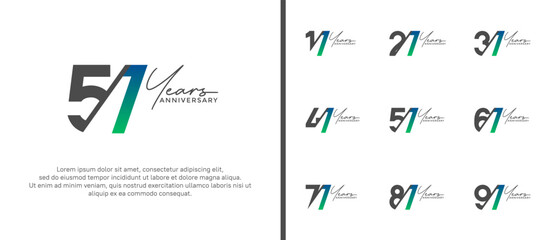 anniversary logo style set with green and black color can be use for celebration moment