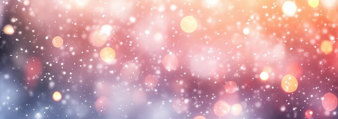 Abstract Blurred Background with Falling Snow and Bokeh Lights