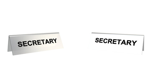 SECRETARY Name plate or tag on table