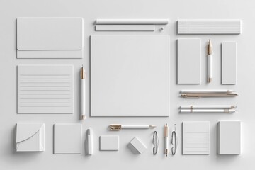 Realistic blank stationery set mockup isolated created with generative ai