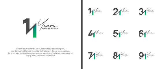anniversary logo style set with green and black color can be use for celebration moment