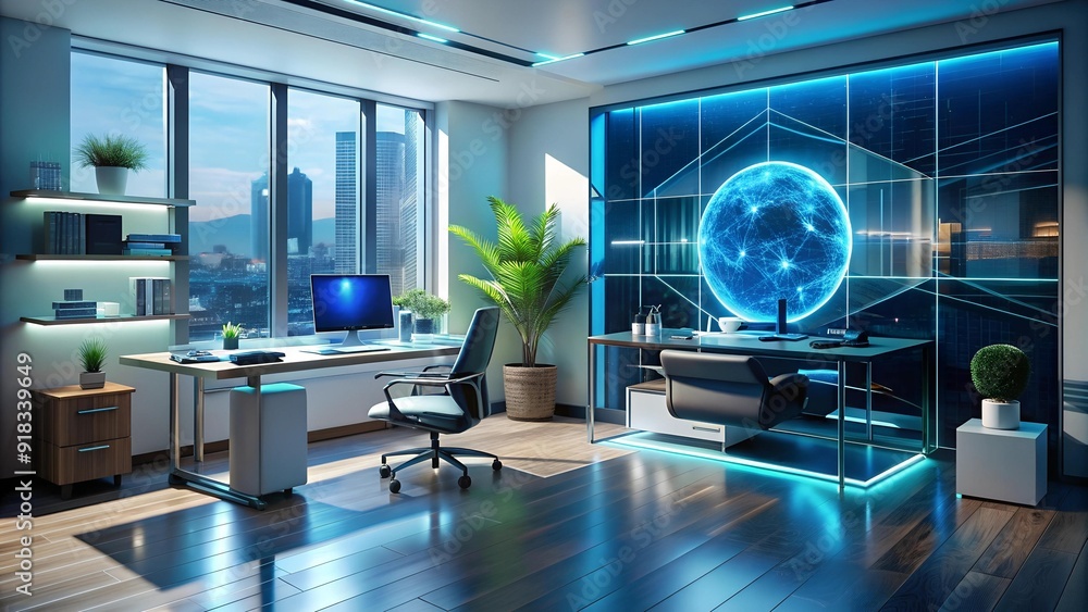 Poster the quantum workspace: a fusion of technology and design ai generated