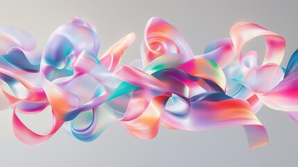 A colorful background with swirling shapes reminiscent of plastic strips on a gray background.
