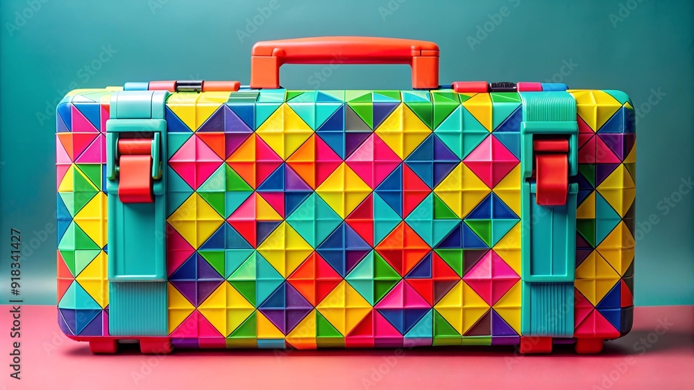 Poster a pop of color: geometric patterned plastic tool case generative ai