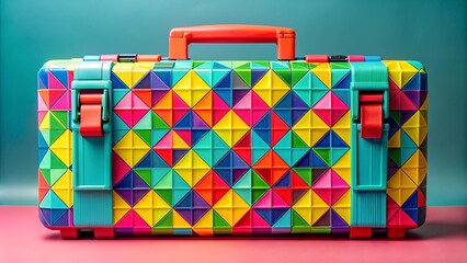 A Pop of Color: Geometric Patterned Plastic Tool Case  Generative AI