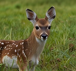 European fallow deer or common fallow deer (Dama dama) fawn portrait; Bavaria, Germany