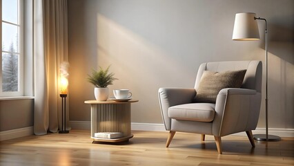 Fototapeta premium Warmth and Tranquility: A Cozy Corner with a Radiant Heater Generative AI