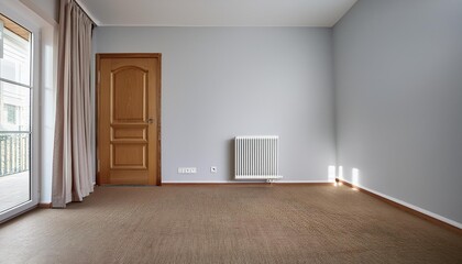 Empty room with door and radiator