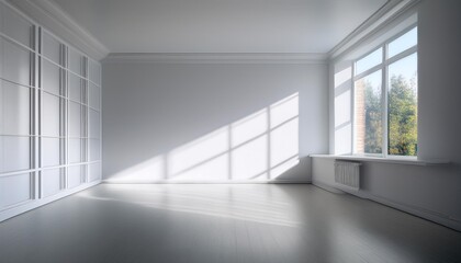 Fototapeta premium Empty room with white walls and window