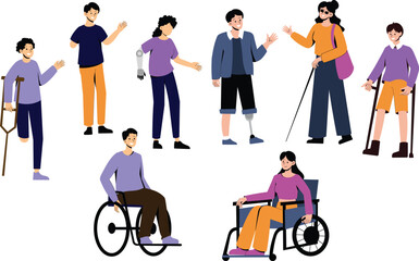 a man in a wheelchair with a woman in a purple shirt. disability collection