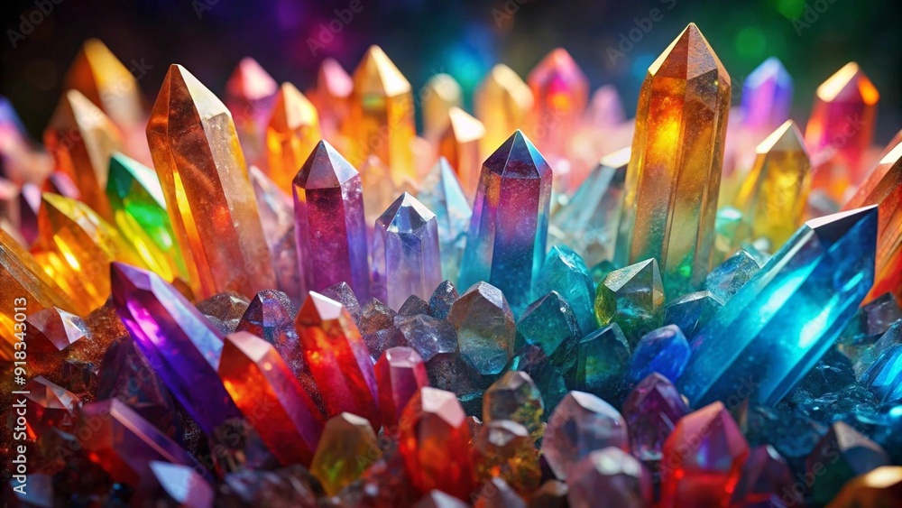 Poster prismatic dreams: a symphony of color in crystal form generative ai