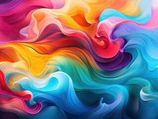 Painting of a swirly design with a pink and blue background