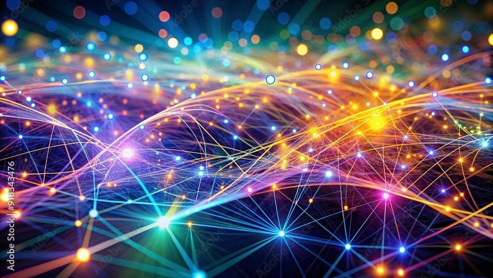 Poster a symphony of glowing nodes: abstract network connections in a digital landscape generative ai