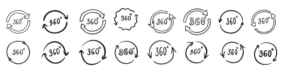 doodle degree hand drawn outline style set vector illustration