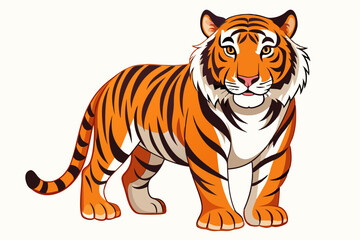 Obraz premium A Cartoon Tiger Standing with Orange and Black Stripes