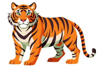 Naklejka premium A Standing Tiger with Orange and Black Stripes