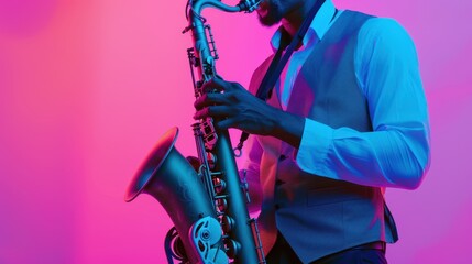 Fototapeta premium the musician with saxophone