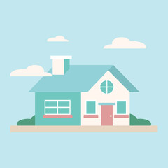 Fototapeta premium house vector premium flat style in cute colors bungalow side view.eps