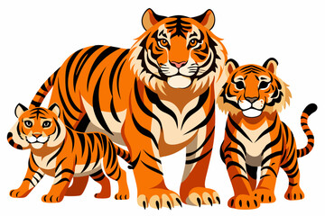 Obraz premium A Tiger Family Posing Together