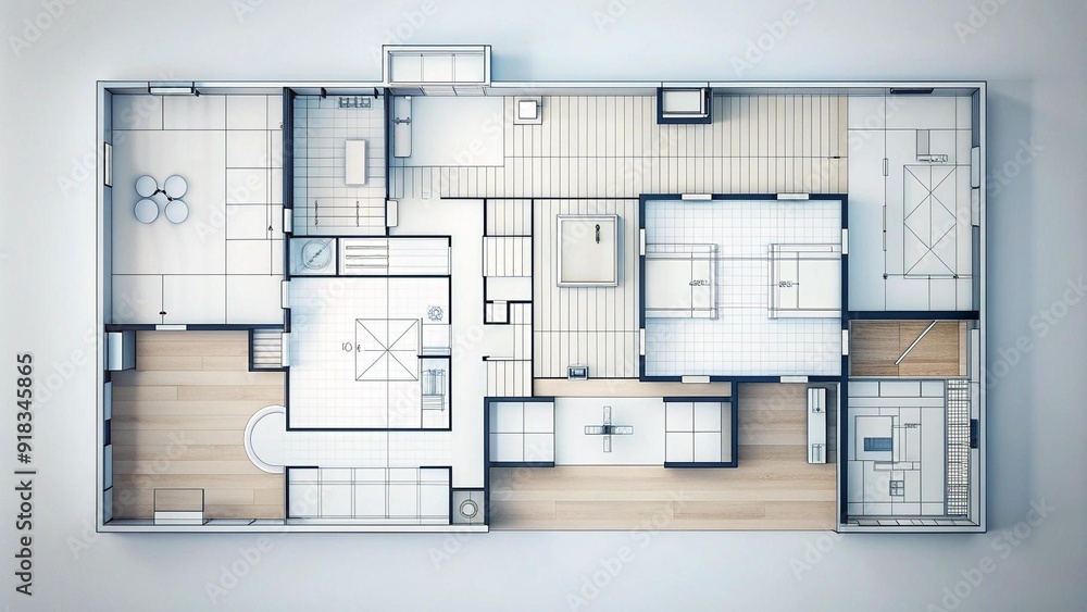 Aufkleber modern minimalist apartment blueprint - a clean and functional design generative ai