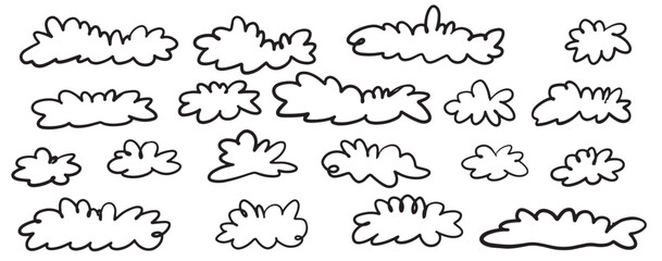  doodle line cloud hand drawn sky vector illustration