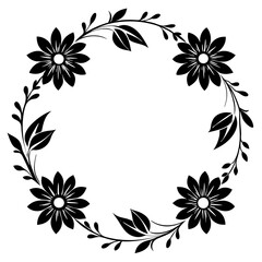 floral wreath frame with copy space vector illustration 