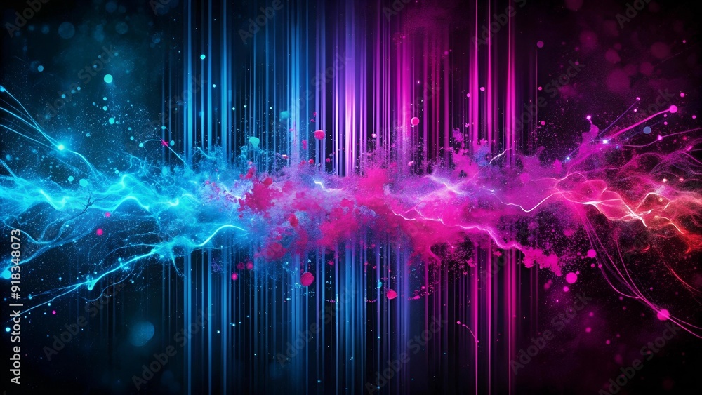 Poster a vibrant fusion of grunge and neon: abstract lines and splashes generative ai