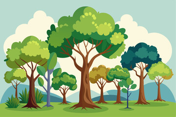 A Vibrant Forest Landscape with Lush Green Trees