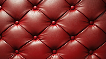 Fototapeta premium Red Leather Quilted Texture Background with Elegant Buttoned Pattern