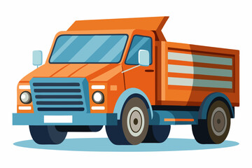 Obraz premium Orange Dump Truck with Tilted Bed and Blue Grille