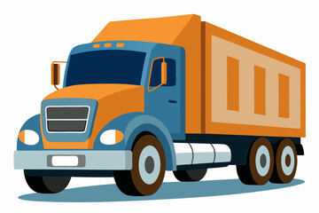 Fototapeta premium A Blue and Orange Dump Truck with a White Background