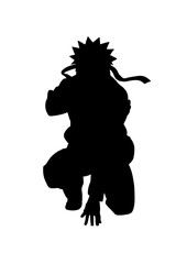 silhouette of a boy cartoon anime japan