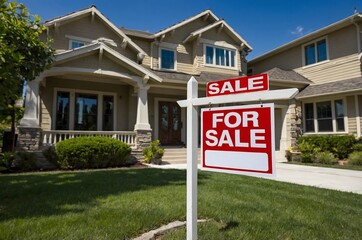 House for sale.The concept. A sign that the house is for sale.