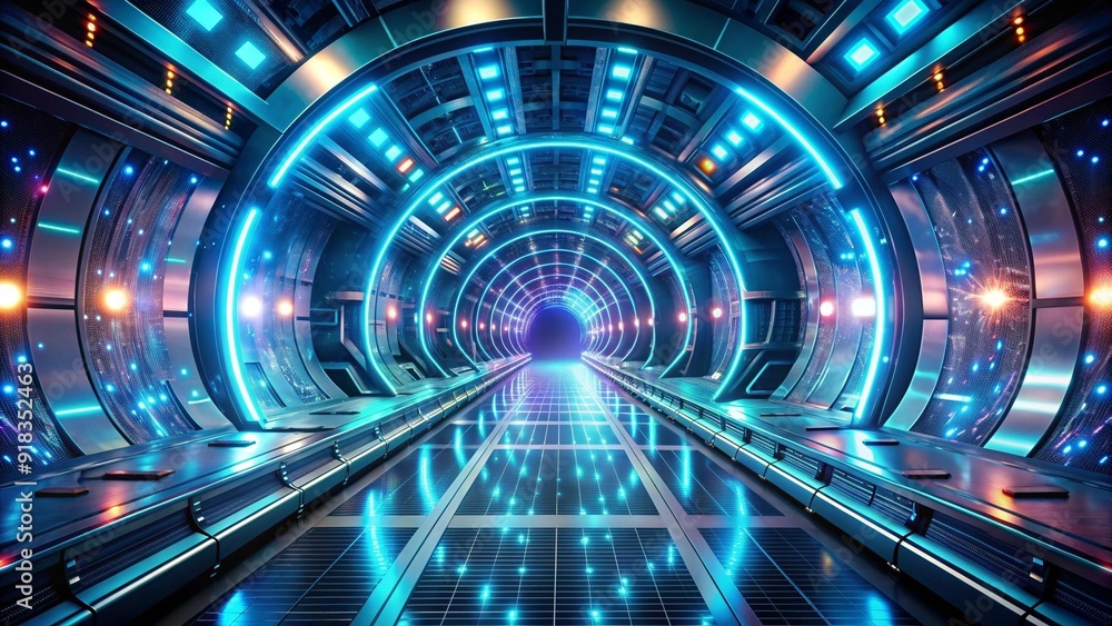 Poster modern simulation tunnel: a portal to advanced technological training ai generated