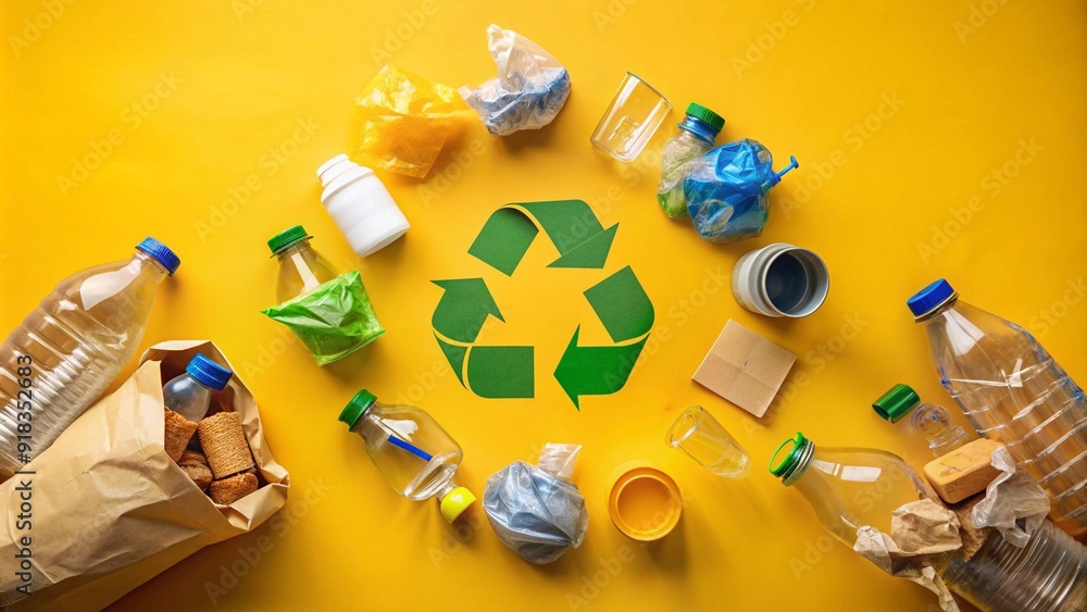 Poster the circular journey of plastic: a vibrant visual representation of recycling generative ai