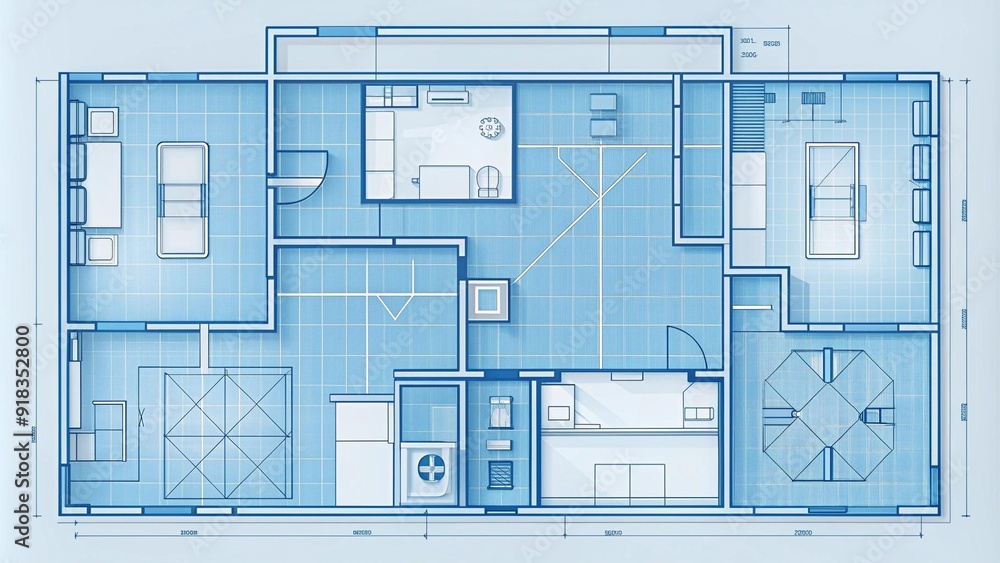 Poster modern minimalist apartment blueprint: a clean and functional design generative ai