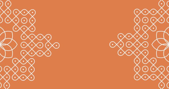 animated Indian Traditional and Cultural pulli or sikku Kolam decor background.