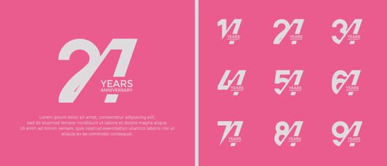 anniversary logo style set, white color with slash can be use for celebration moment