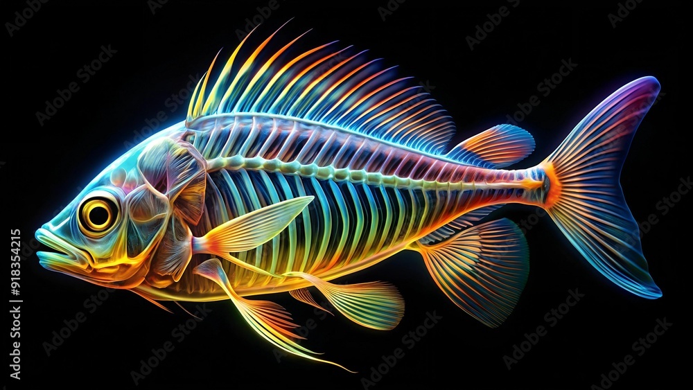 Poster underwater x-ray: a glimpse into the bones of a fish generative ai