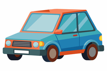 Fototapeta premium Cartoon Illustration of a Blue and Orange Car