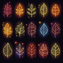 Neon Leaves Set