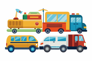 A Collection of Colorful Vehicles with Different Designs and Colors