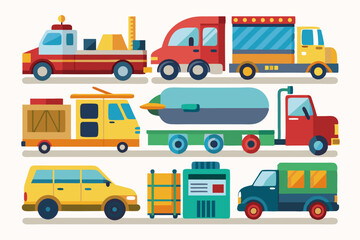 A Collection of Colorful Cartoon Trucks and Vans