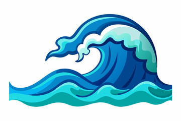 Blue Ocean Wave with Whirl and Splash