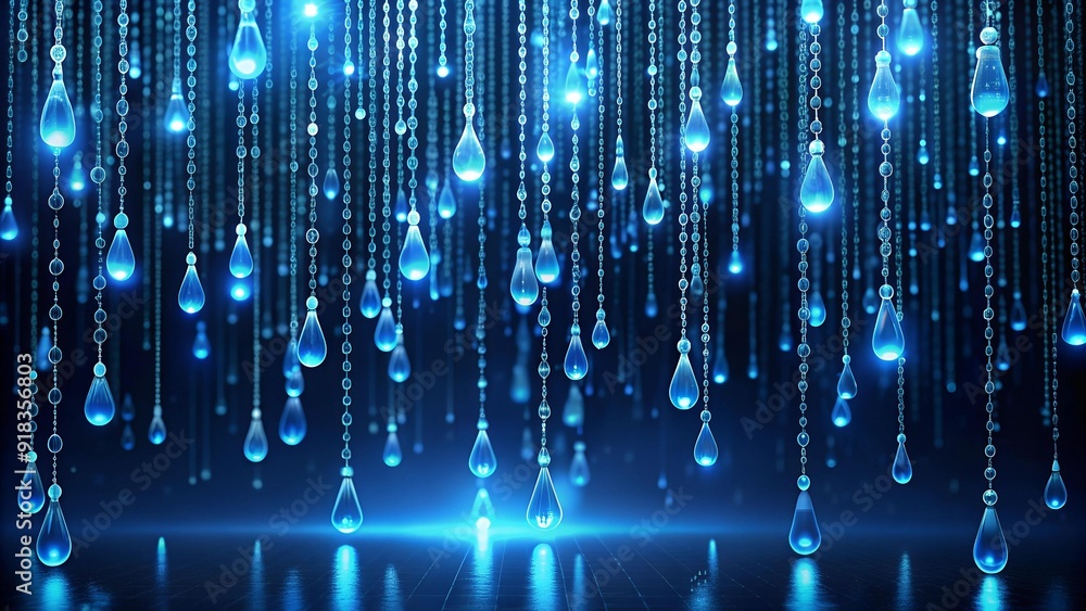Poster binary code rain: a digital downpour of blue generative ai