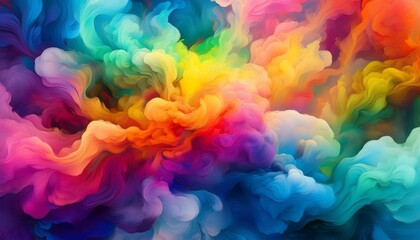 Fototapeta premium Multicolored generative AI illustration of picturesque full frame backdrop of abstract fantastic dense smoke of different shades