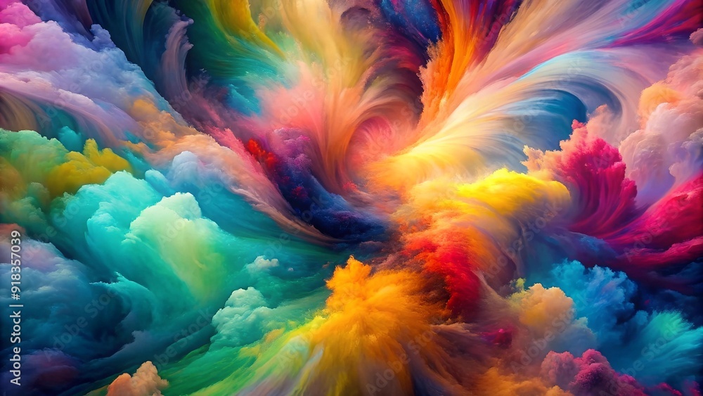 Poster abstract symphony of vibrant hues: a digital exploration of color and texture generative ai