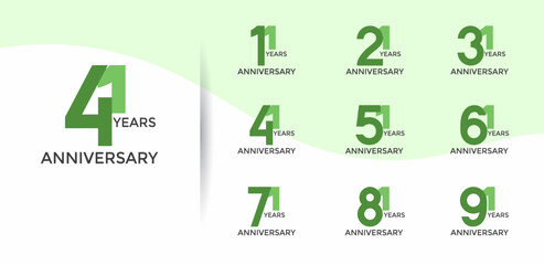 anniversary logo style set with green color can be use for celebration moment