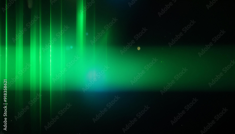 Poster Abstract Green Laser Beam Projection Against Textured Surface with Gradient Light Rays, Futuristic and Dynamic Visual Effect in a Dark Environment